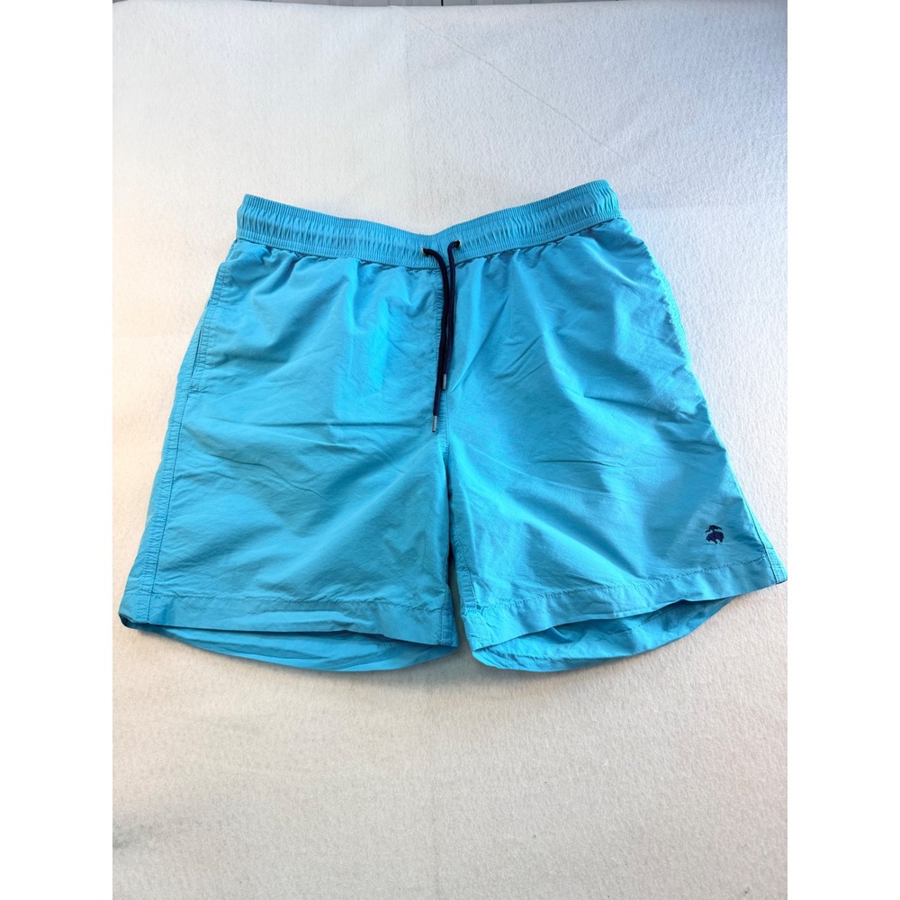 Brooks Brothers Mens Light Blue Swim Trunks Elastic Waist Drawstring 6in Inseam